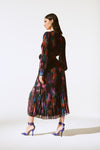 Joseph Ribkoff Floral Print Chiffon Pleated Midi Dress 243770X S24