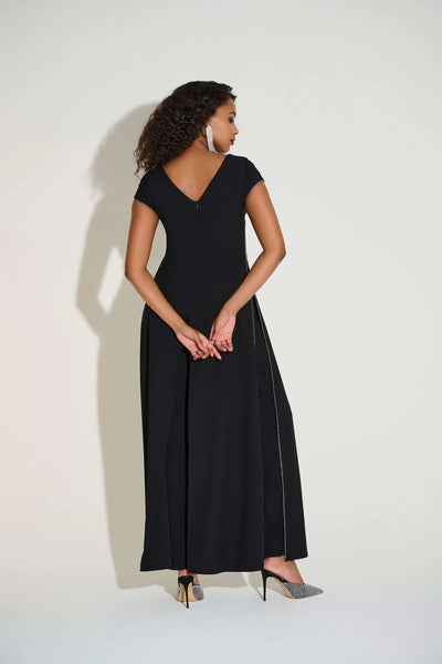 Joseph Ribkoff Signature Woven Wide Leg Jumpsuit with Rhinestone