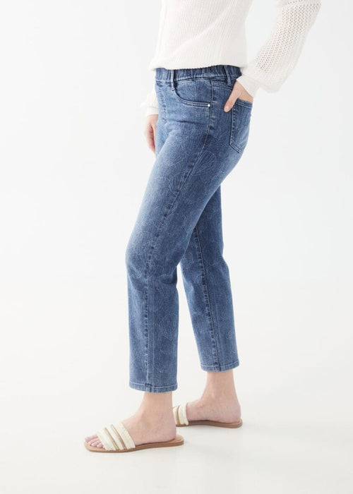 FDJ Printed Pull-On Straight Crop Denim Jeans d2561699 S24