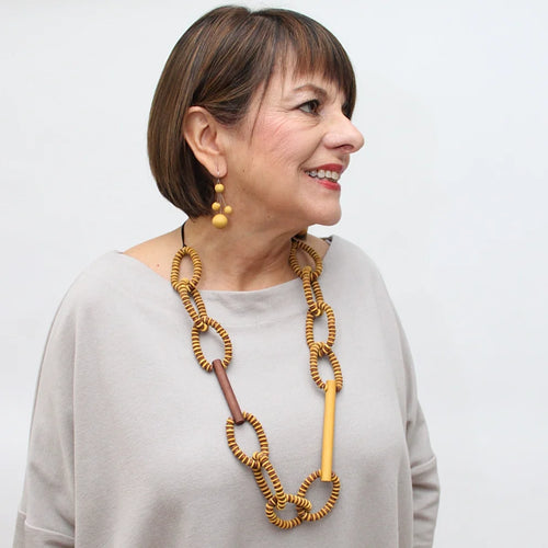 Sylca Brown & Mustard Melissa Necklace Style EW20N06