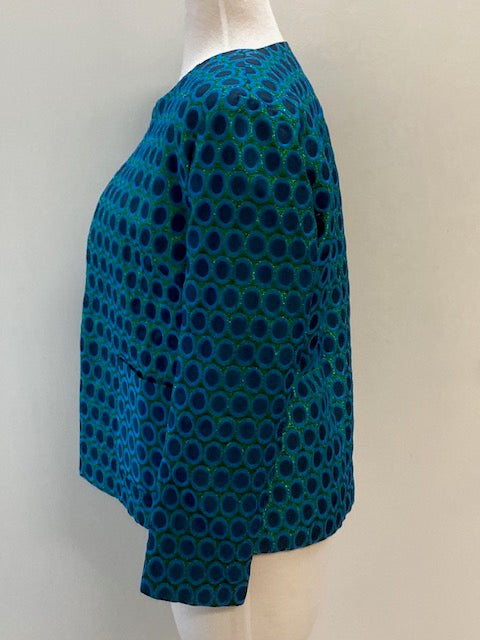 Grace Chuang Jacket JB 1583 Honeycomb pattern short jacket peacock print