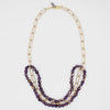 Sylca Purple Esther Wood and Chain Link Necklace SD24N02