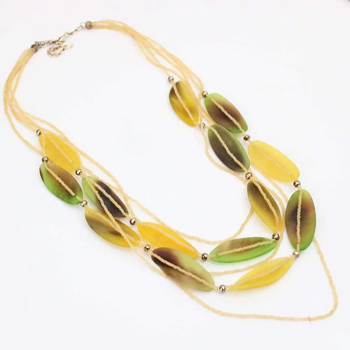 Sylca Yellow and Brown Double Strand Millie Necklace Style UN21N01