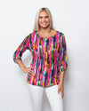 SnoSkins Printed Crinkle Mesh V-Neck with front tie and rouched elbow sleeves 89564-24S