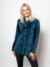 SnoSkins Ribbed Crushed Velvet Button Shirt with Metal buttons Style 56379-23F