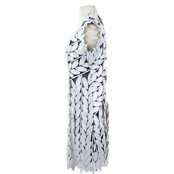 Belgin Francis Classic Leaf Design Leather Midi Vest WHITE