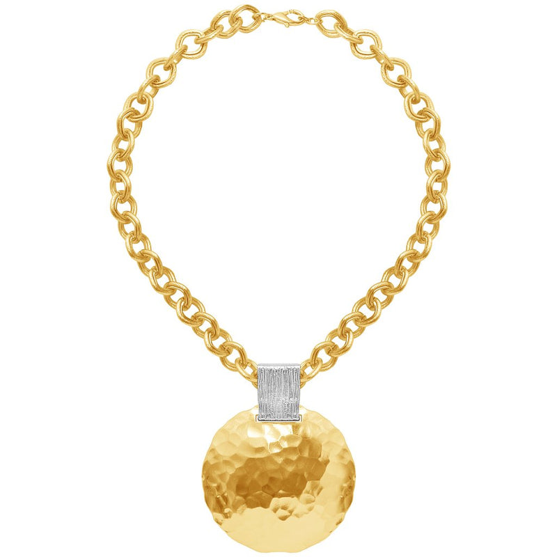 Karine sultan gold plated large chain with dome pendant - N63074.01