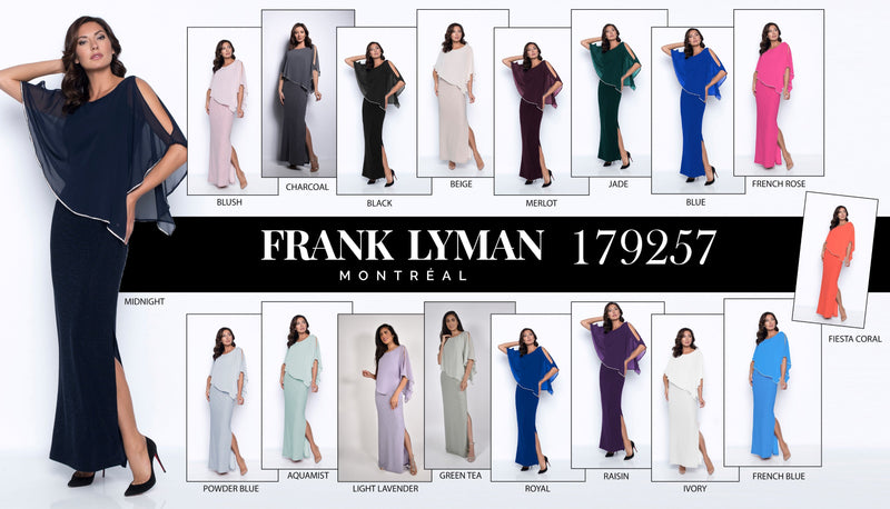 Frank Lyman Dress 179257 Part II Raisin, Ivory, French Blue, Coral