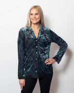 Snoskins Burnout Printed Velvet Button Shirt 13633-24F