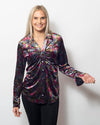 Snoskins Burnout Printed Velvet Button Shirt 13633-24F