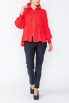 IC Collection Shirred Sleeve Zip-Up Blouson Jacket Style 1395J