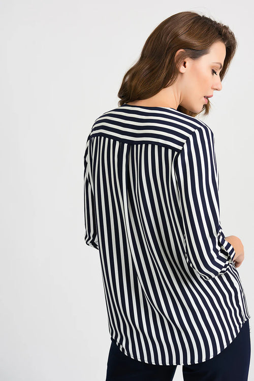 Joseph Ribkoff Midnight Blue/Vanilla Blouse Style 201283