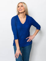 Snoskins Printed Dreamcatcher V-Neck Ruched Sleee Top 22672-F25