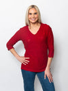 Snoskins Printed Dreamcatcher V-Neck Ruched Sleee Top 22672-F25