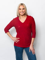 Snoskins Printed Dreamcatcher V-Neck Ruched Sleee Top 22672-F25