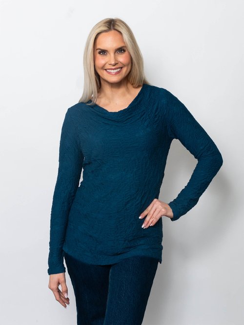 Snoskins Printed Dreamcatcher Drape Neck top 22721-F25
