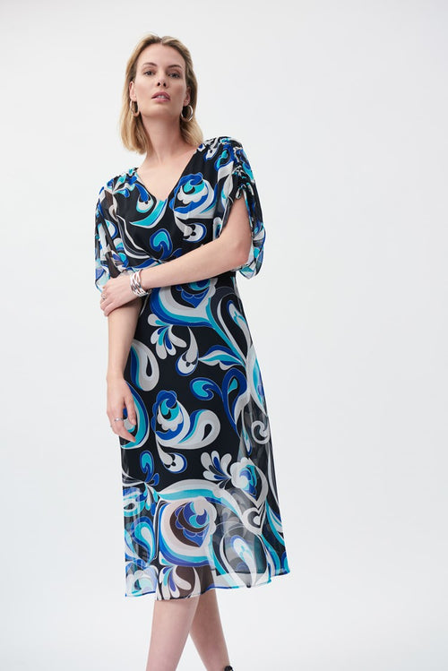 Joseph Ribkoff Pucci Print Chiffon And Silky Knit Dress Style 231041