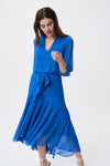 Joseph Ribkoff Solid Chiffon Flounced Midi Dress Style 231183