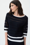 Joseph Ribkoff Striped Boat Neck Sweater Style 231937