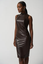 Joseph Ribkoff Sleeveless Faux-Leather Sheath Dress Style 233010