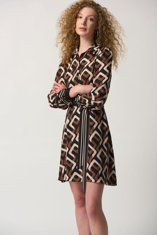 Joseph Ribkoff Puff Sleeve A-Line Dress Style 233214