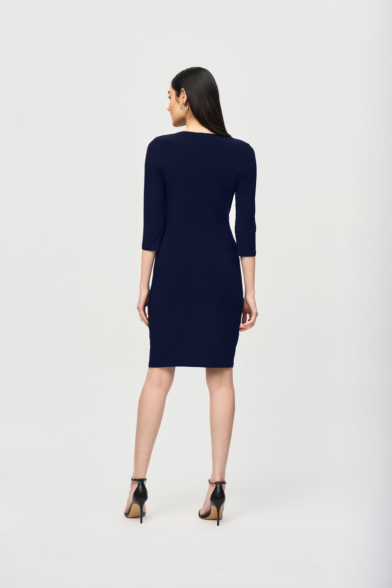 Joseph Ribkoff Black Three-Quarter Sleeve Wrap Dress Style 233305 Black / 16 Joseph Ribkoff Black Three-Quarter Sleeve Wrap Dress Style 233305 Black / 16