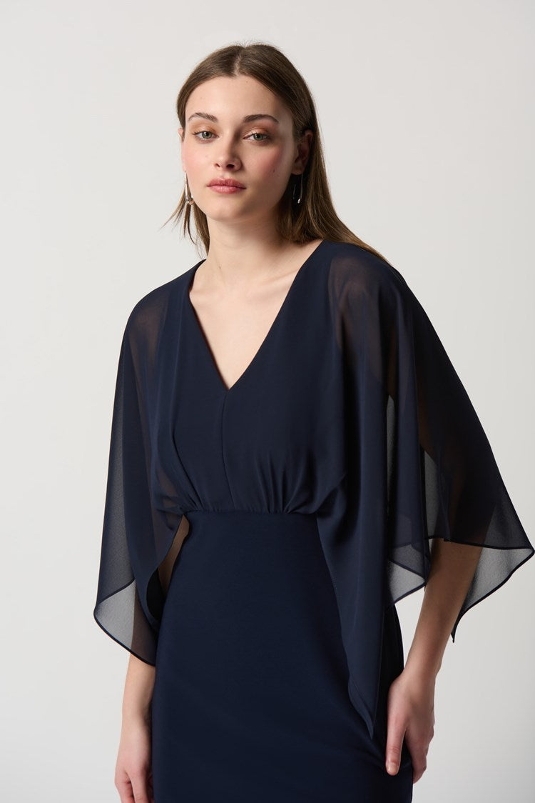Joseph Ribkoff Silky Knit Dress With Chiffon Kimono Overlay Style 234009