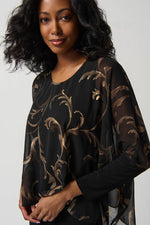 Joseph Ribkoff Silky Knit Dress With Foiled Chiffon Overlay Style 234018