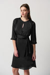 Joseph Ribkoff Satin Keyhole Neckline A-Line Dress Style 234127