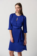 Joseph Ribkoff Satin Keyhole Neckline A-Line Dress Style 234127