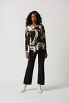 Joseph Ribkoff Black/Multi Abstract Print Boxy Top Style 234141