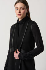 Joseph Ribkoff Sweater And Faux Leather Straight Vest Style 234147