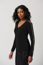 Joseph Ribkoff Silky Knit Top With Mesh Inserts Style 234278