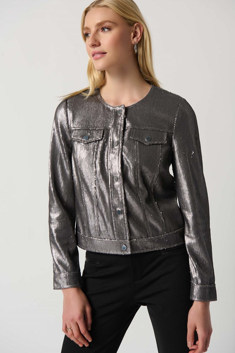 Joseph Ribkoff Sequin Jacket with Faux Pockets Style 234932
