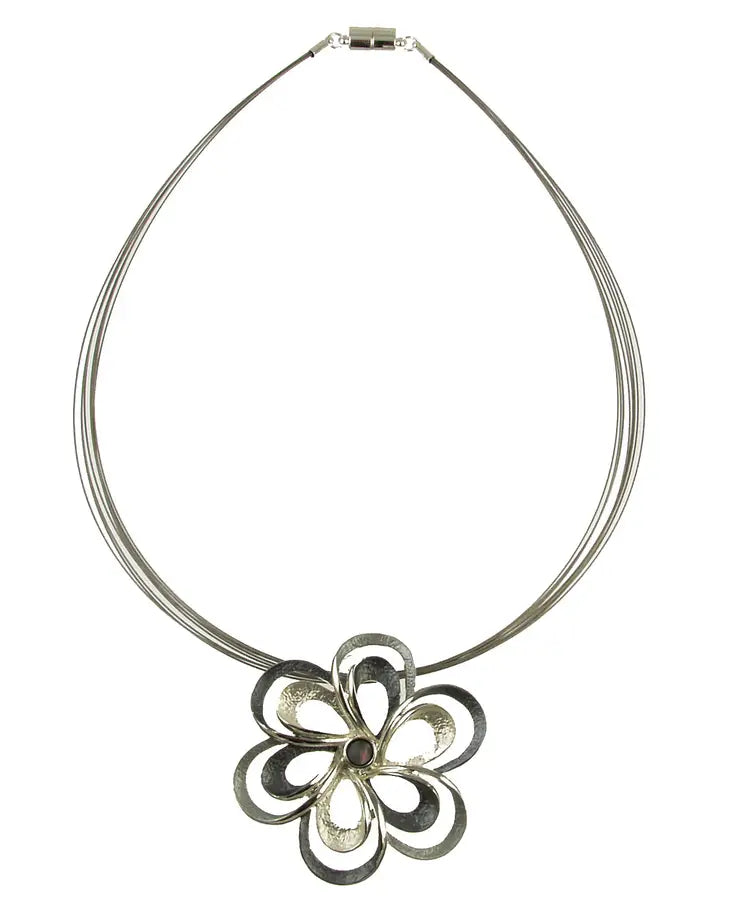 Origin Silver Flower Pendant Necklace Style 269