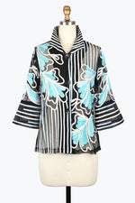 Damee 2407-PNK, BLU S25 Flowers & Stripes Soutache Jacket