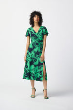 Joseph Ribkoff Floral Print Silky Knit Flowy Wrap Dress 241052