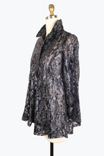 Damee Sequened Metallic Embroidery Flare Jacket 2412-NVY F24