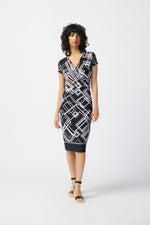 Joseph Ribkoff Geometric Print Silky Knit Wrap Dress 241295