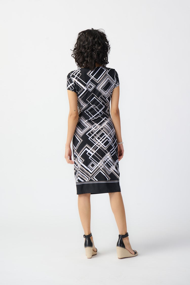Joseph Ribkoff Geometric Print Silky Knit Wrap Dress 241295