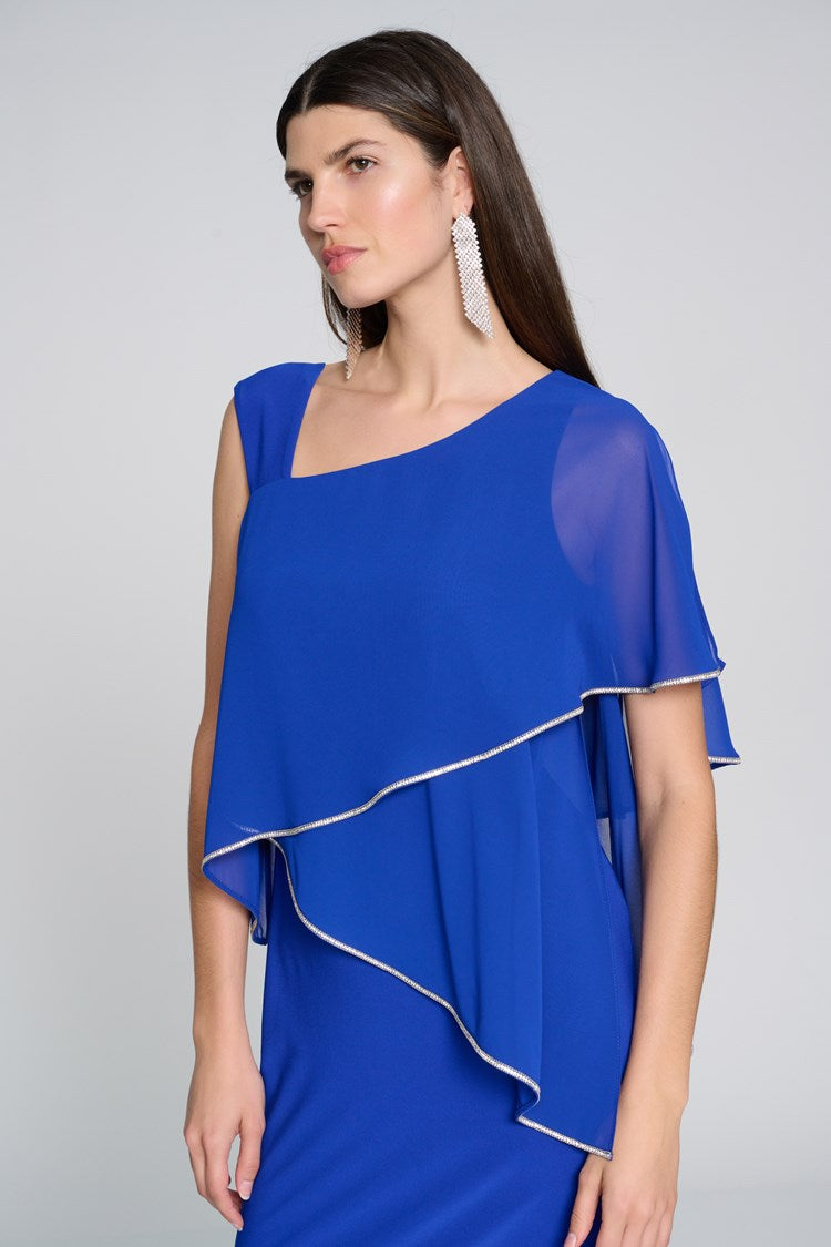 Joseph Ribkoff Serenity Blue/Silver Belted Dress Style 241728