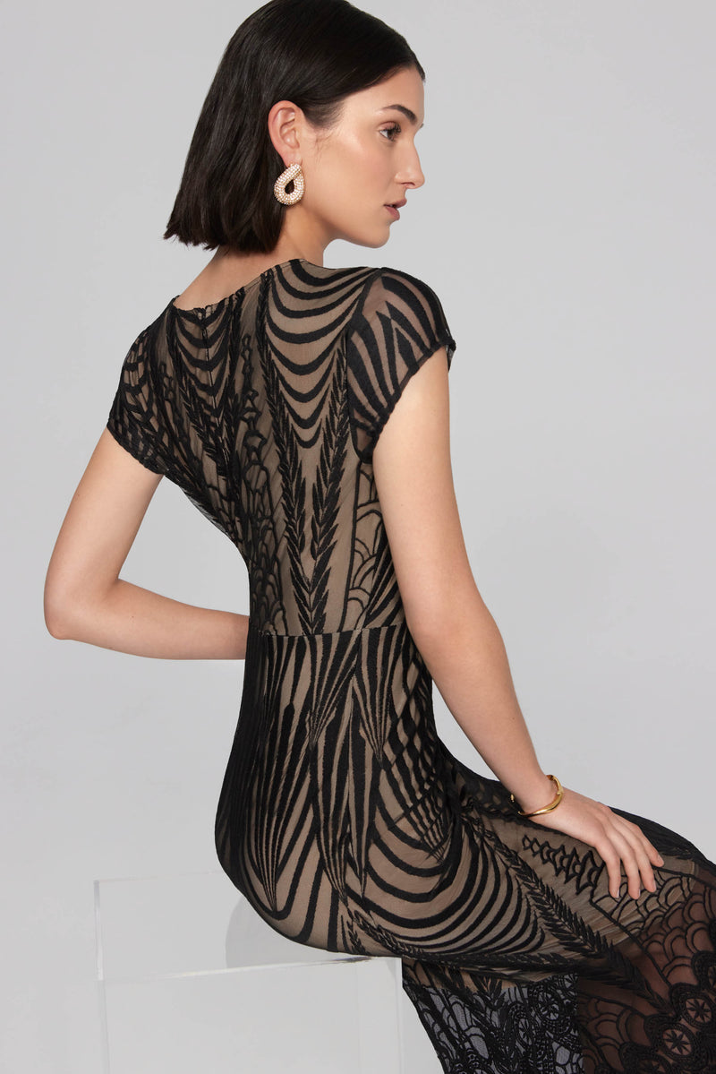 Joseph Ribkoff long dress w/ sequin neck 231709