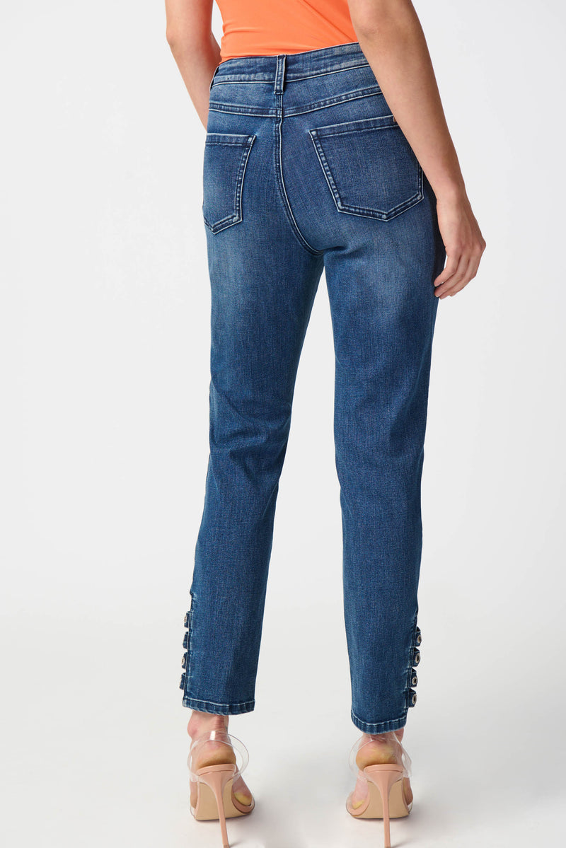 Joseph Ribkoff Classic Slim Jeans with Embellished Hem 241900