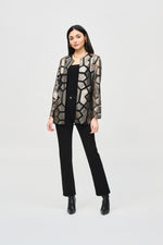 Joseph Ribkoff Laser-Cut Leatherette on Mesh Jacket 241905F24