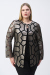 Joseph Ribkoff Laser-Cut Leatherette on Mesh Jacket 241905F24