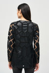 Joseph Ribkoff Laser-Cut Leatherette on Mesh Jacket 241905S25