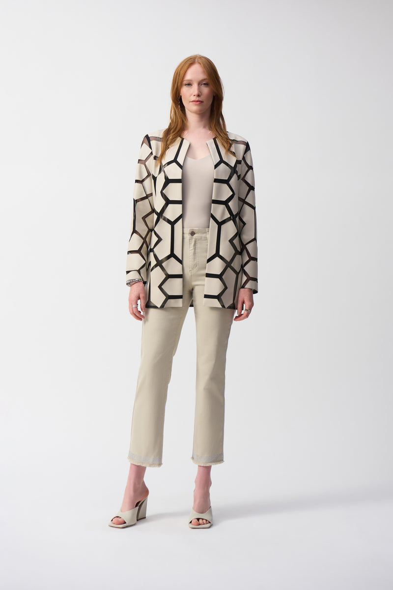 Joseph Ribkoff Laser-Cut Leatherette on Mesh Jacket 241905S25