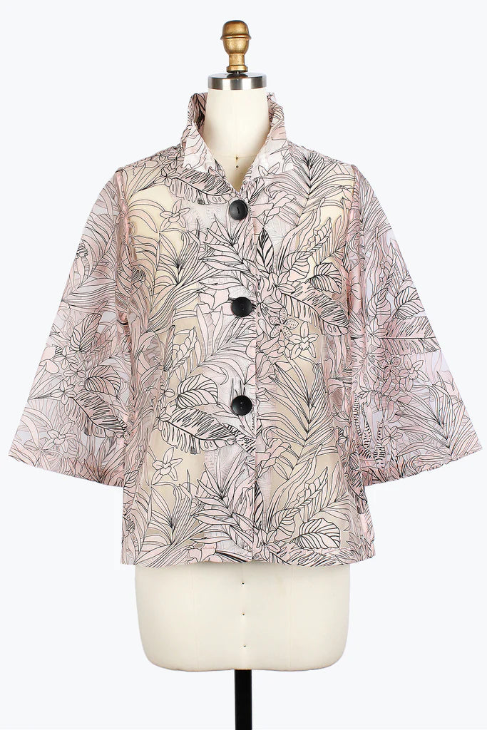 Damee 2422-PNK S25Tropical Jacquard Organza Jacket