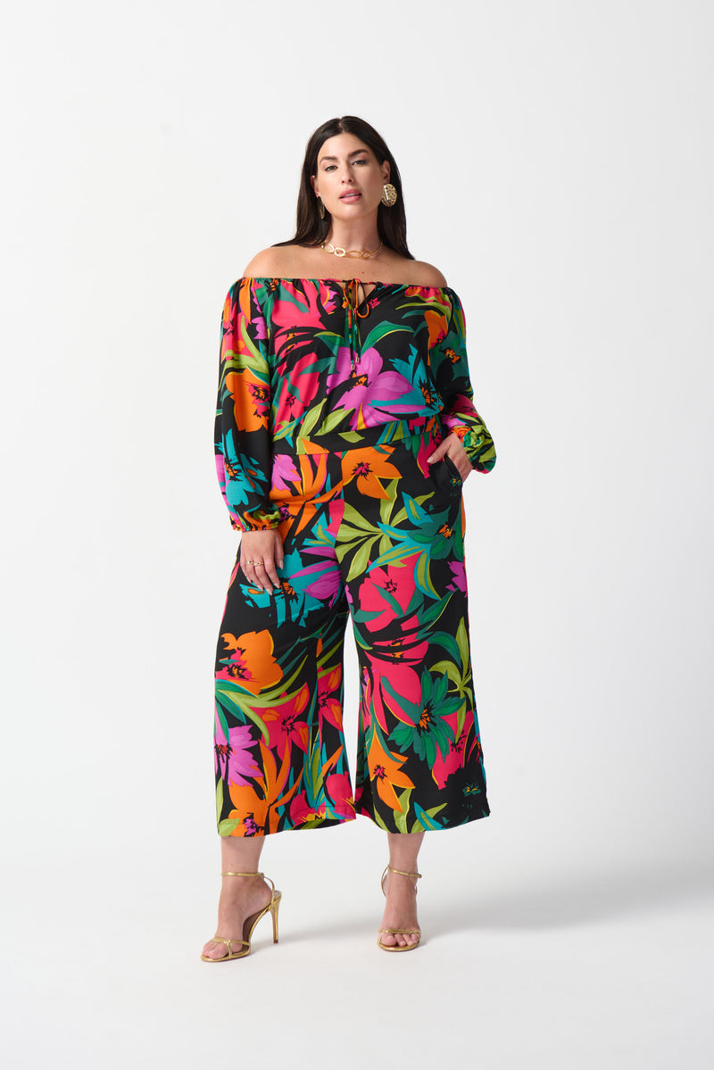 Joseph RibkoffGauze Tropical Print Culotte Pants 242211