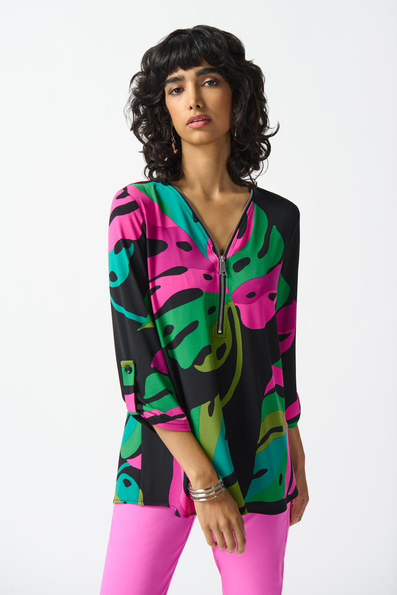 Joseph Ribkoff Silky Knit Tropical Print Tunic 242232